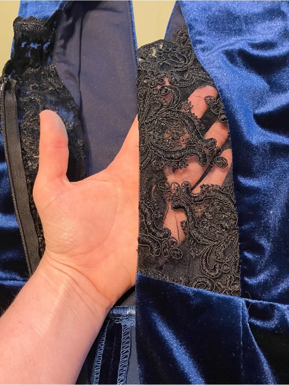 Stella Luce Deep Blue Velvet Lace Whimsigoth Romper